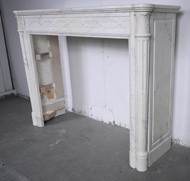 Louis XVI style Carrara marble mantel with half-columns-9