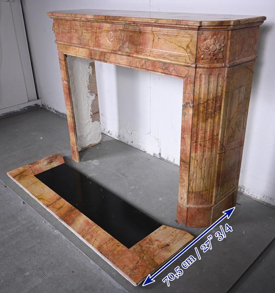 Louis XVI style mantel with rounded corners in rare red marble-6