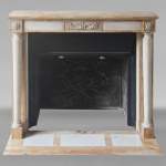 Louis XVI style two-tone marble mantel with detached columns