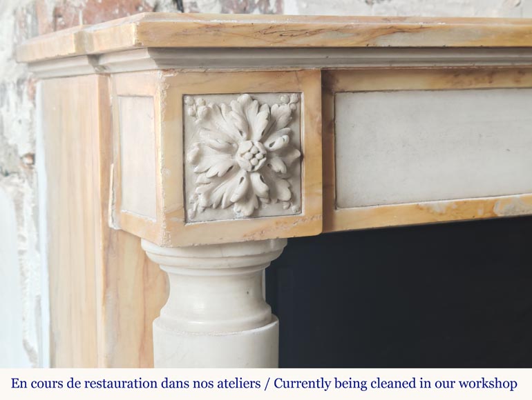 Louis XVI style two-tone marble mantel with detached columns-6