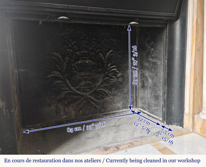 Louis XVI style two-tone marble mantel with detached columns-13