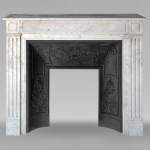 Louis XVI style molded Carrara marble mantel