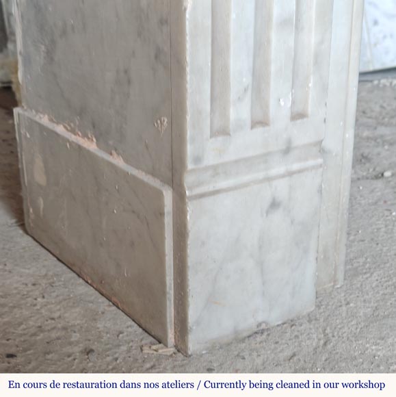 Louis XVI style molded Carrara marble mantel-4