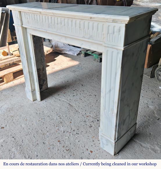 Louis XVI style mantel in semi-statuary marble decorated with curved flutes-4