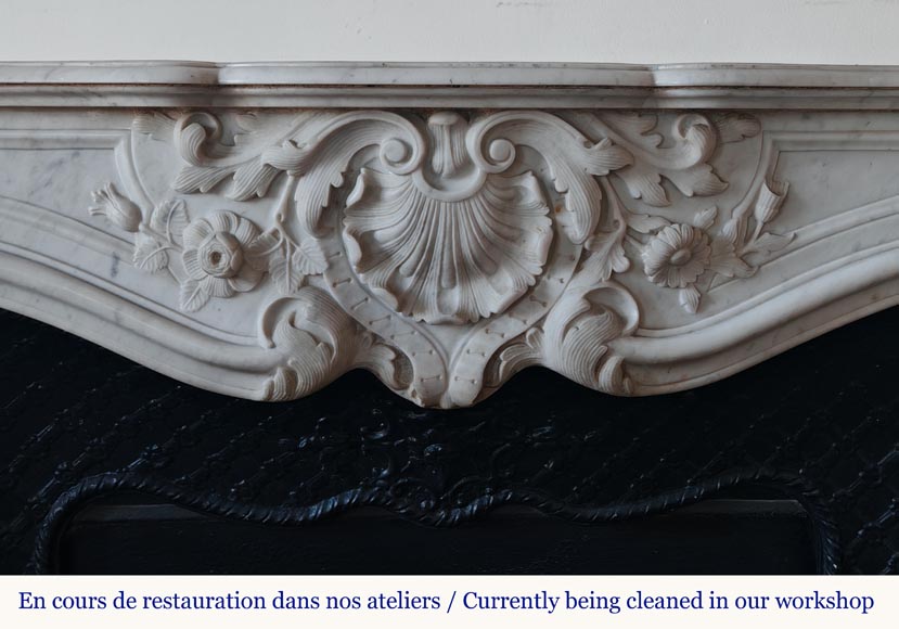 Louis XV style mantel in richly carved Carrara marble-1