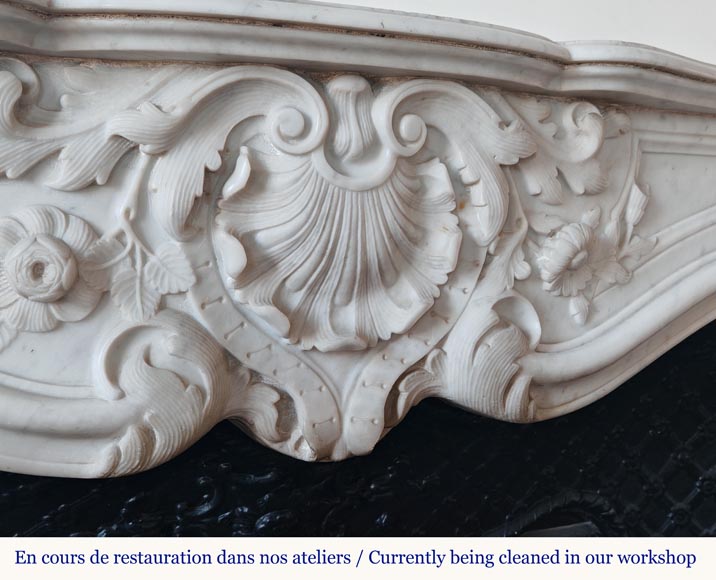 Louis XV style mantel in richly carved Carrara marble-2