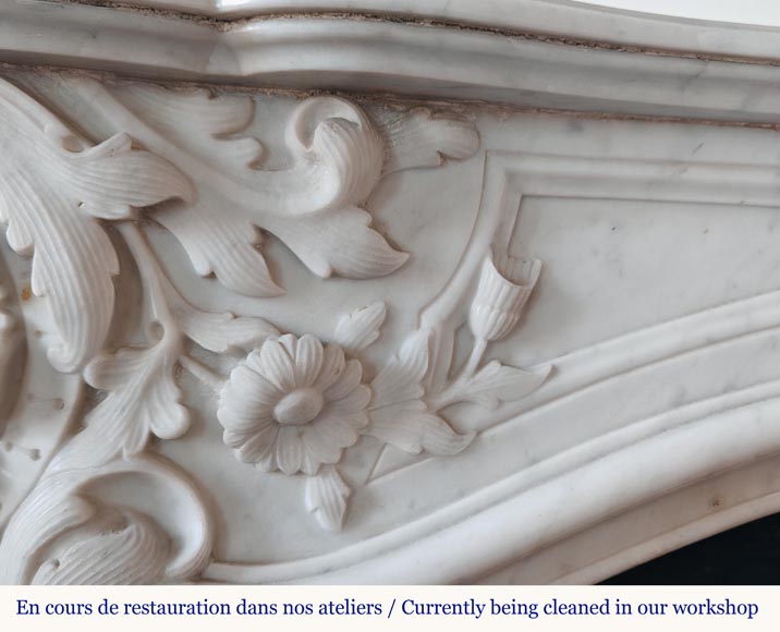 Louis XV style mantel in richly carved Carrara marble-3