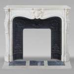 Louis XV style Carrara marble mantel with palmette décor