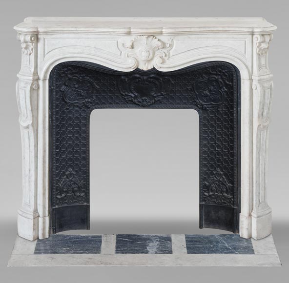 Louis XV style Carrara marble mantel with palmette décor-0