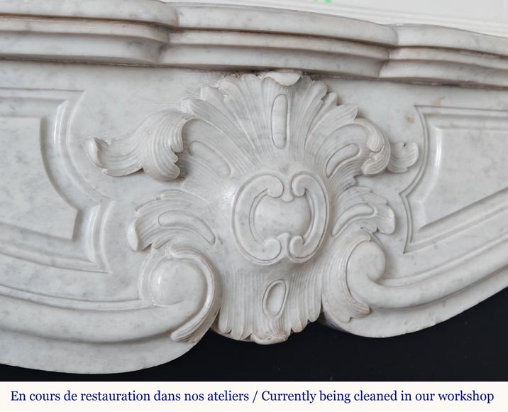 Louis XV style Carrara marble mantel with palmette décor-2