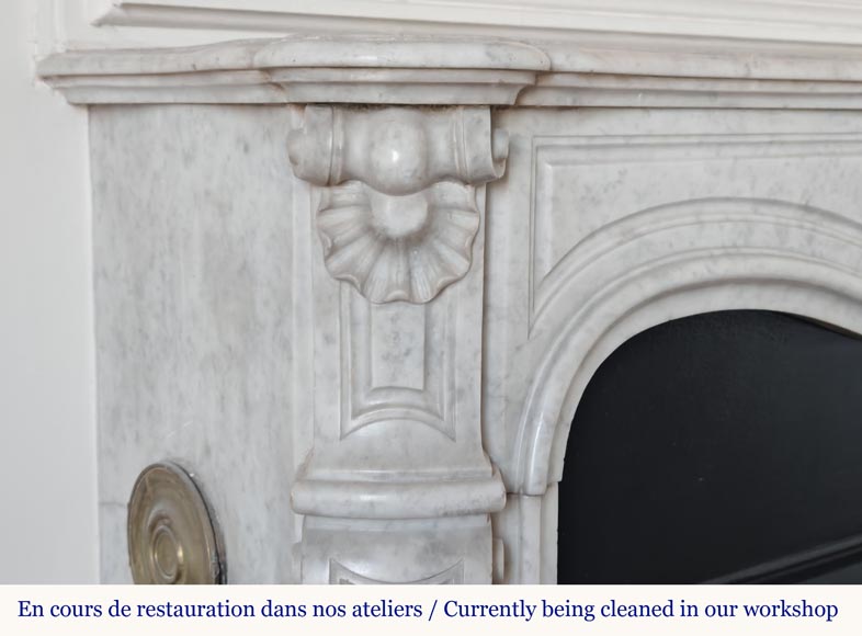 Louis XV style Carrara marble mantel with palmette décor-4