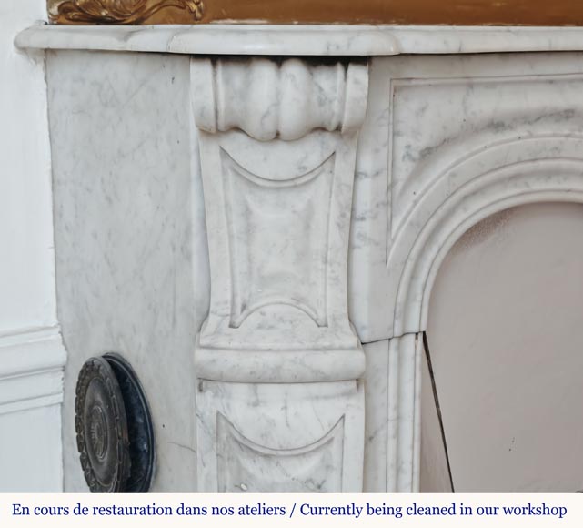 Louis XV style Pompadour mantel in Carrara marble-3