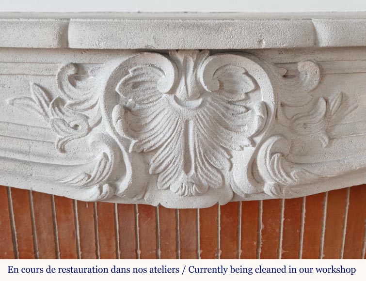 Louis XV style stone mantel with palmette décor-1