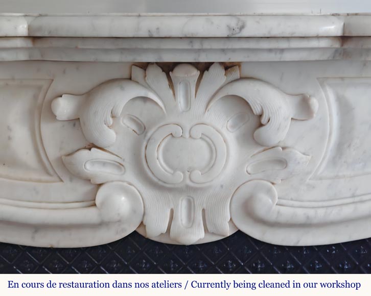 Louis XV style Carrara marble mantel with palmette motif-1