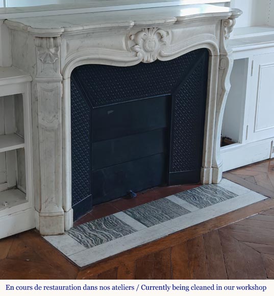 Louis XV style Carrara marble mantel with palmette motif-3