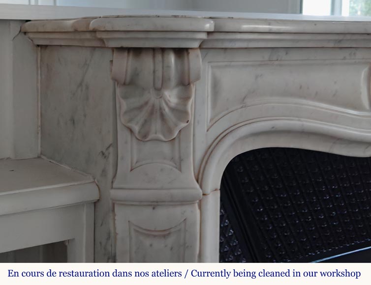 Louis XV style Carrara marble mantel with palmette motif-4