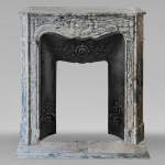 Louis XV style Pompadour mantel in Blue Fleuri marble