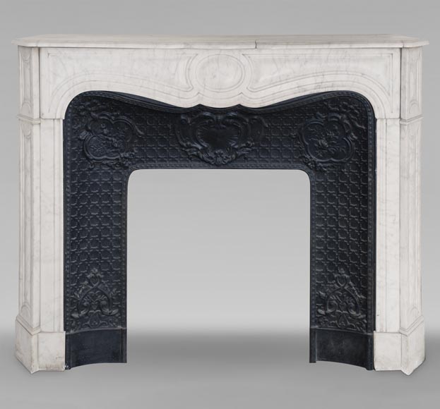 Louis XV style Pompadour mantel in Carrara marble-0