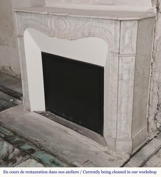 Louis XV style Pompadour mantel in Carrara marble-5