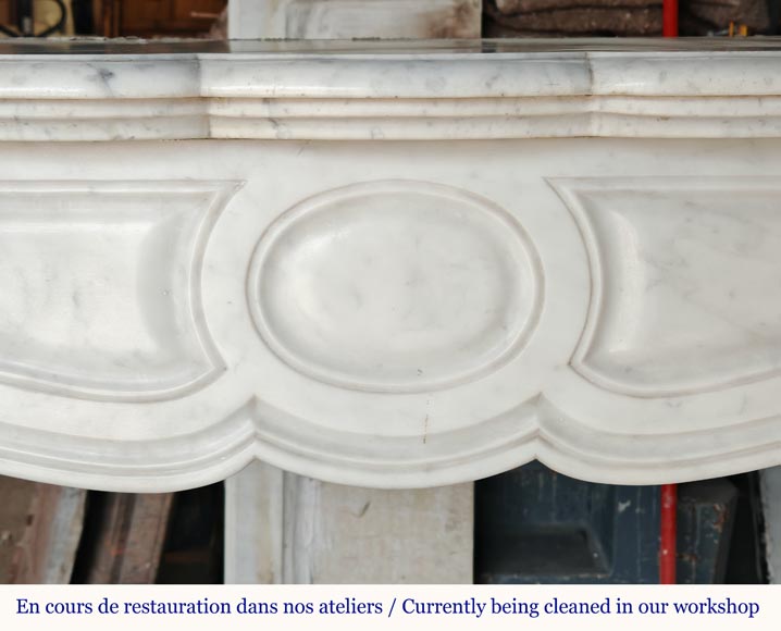 Louis XV style Pompadour mantel in Carrara marble-1