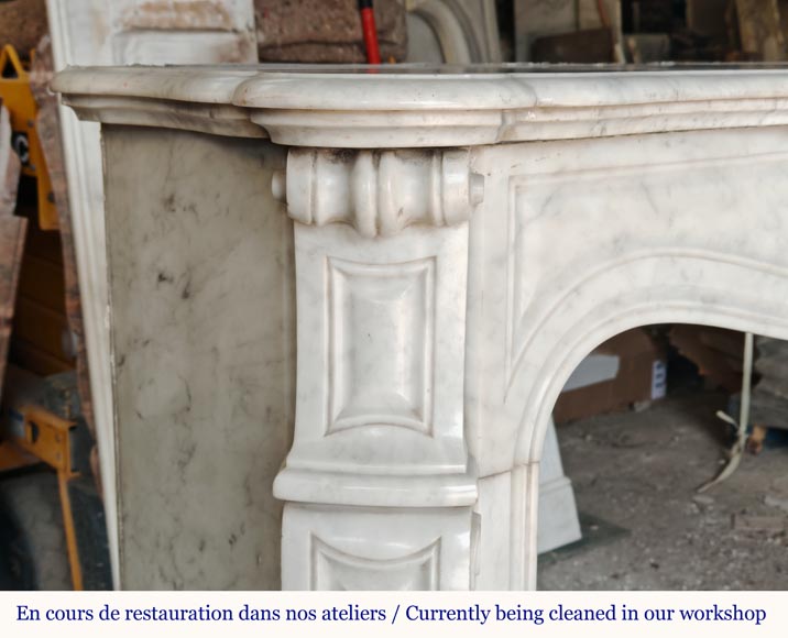 Louis XV style Pompadour mantel in Carrara marble-3