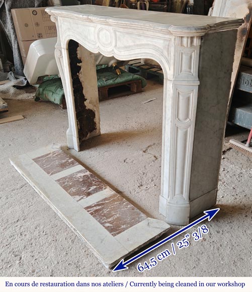 Louis XV style Pompadour mantel in Carrara marble-5