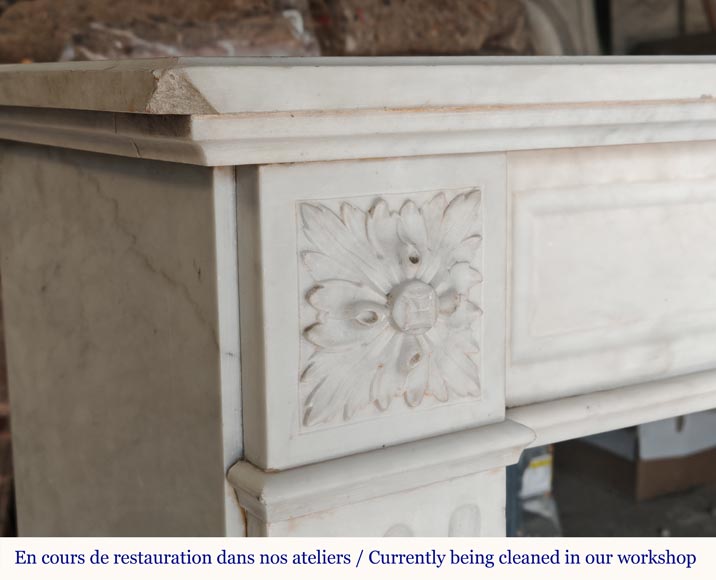 Louis XVI style mantel in half statuary marble adorned with a sunflower-3