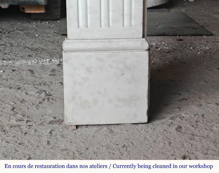 Louis XVI style mantel in half statuary marble adorned with a sunflower-7