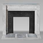 Louis XVI style molded mantel in veined Carrara marble