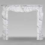 Louis XV style three shell mantel carved in Arabescato marble