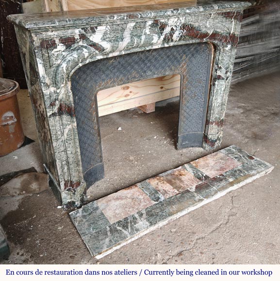 Louis XIV style mantel in banded Campan marble-2