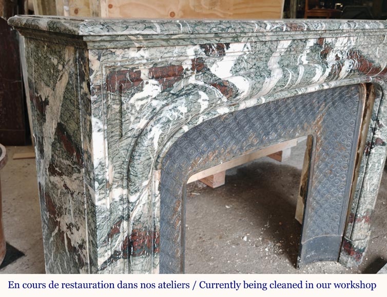 Louis XIV style mantel in banded Campan marble-3