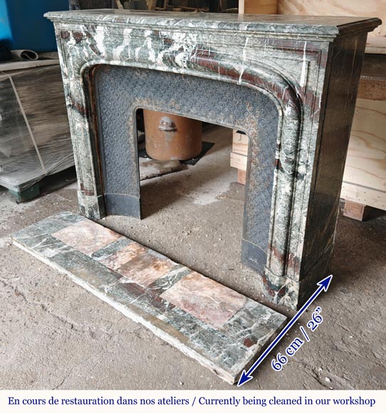 Louis XIV style mantel in banded Campan marble-5