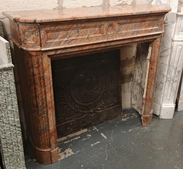 Louis XVI style mantel with rounded corners in Enjugerais marble-2