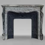 Louis XV style Pompadour mantel in Bleu Fleuri marble