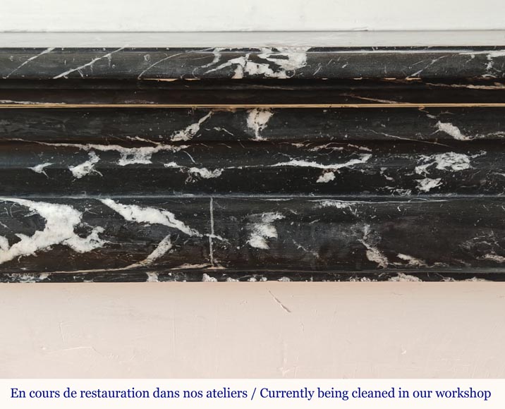 Louis XIV style mantel in black Marquina marble-1