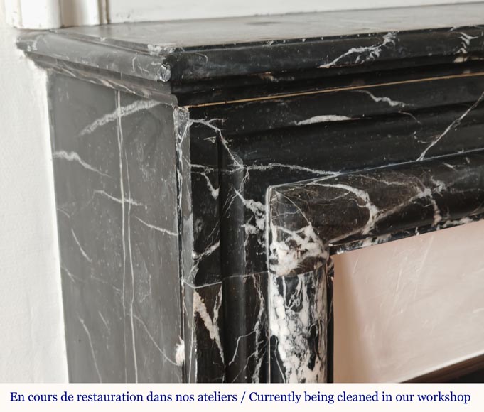 Louis XIV style mantel in black Marquina marble-3