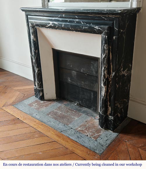 Louis XIV style mantel in black Marquina marble-5