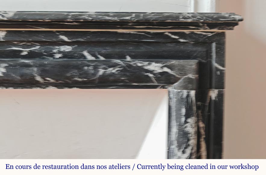 Louis XIV style mantel in black Marquina marble-6