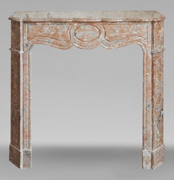 Louis XV style Pompadour mantel in Rouge du Nord marble-0