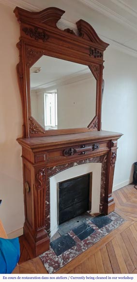 Napoleon III style mantel in carved oak-5