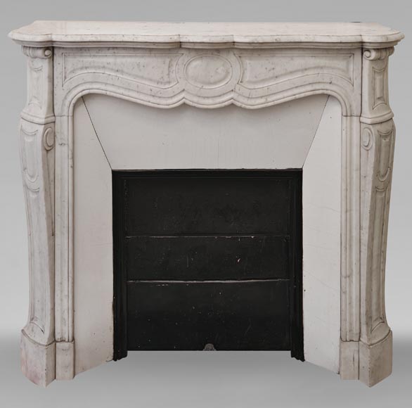 Louis XV style Pompadour mantel in Carrara marble-0