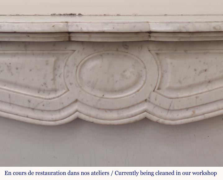 Louis XV style Pompadour mantel in Carrara marble-1