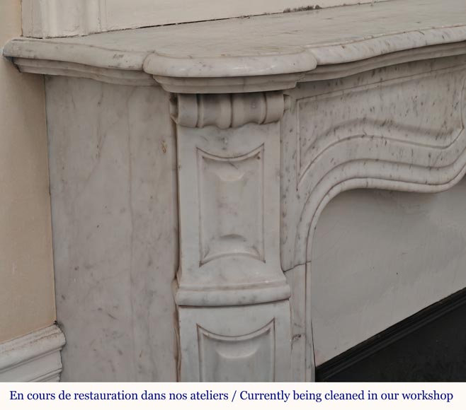 Louis XV style Pompadour mantel in Carrara marble-3