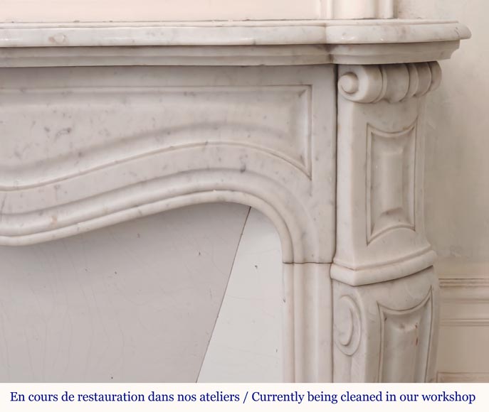 Louis XV style Pompadour mantel in Carrara marble-6