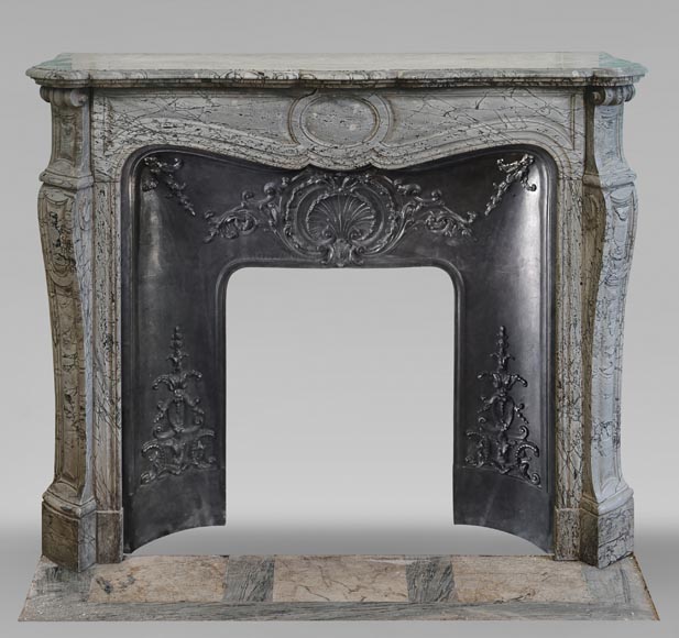 Louis XV style Pompadour mantel in blue marble-0