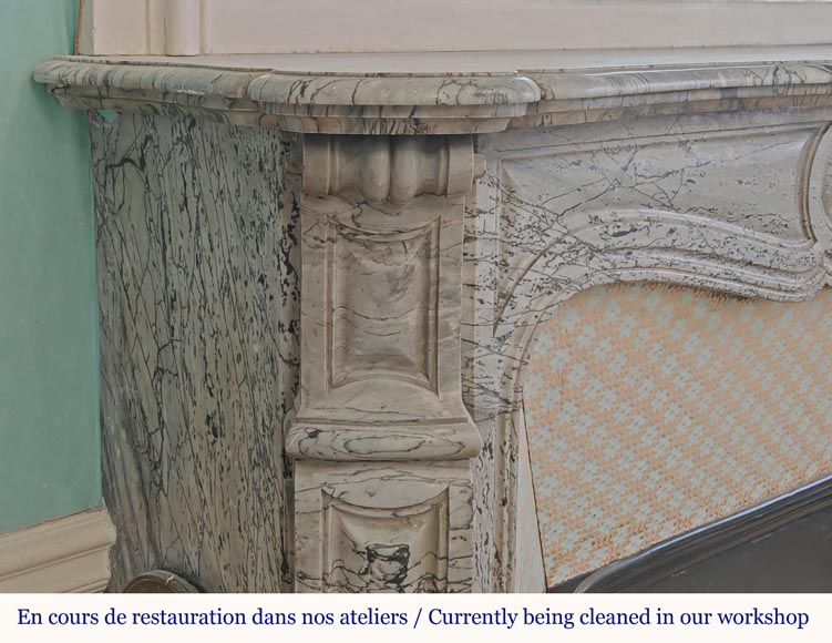 Louis XV style Pompadour mantel in blue marble-3