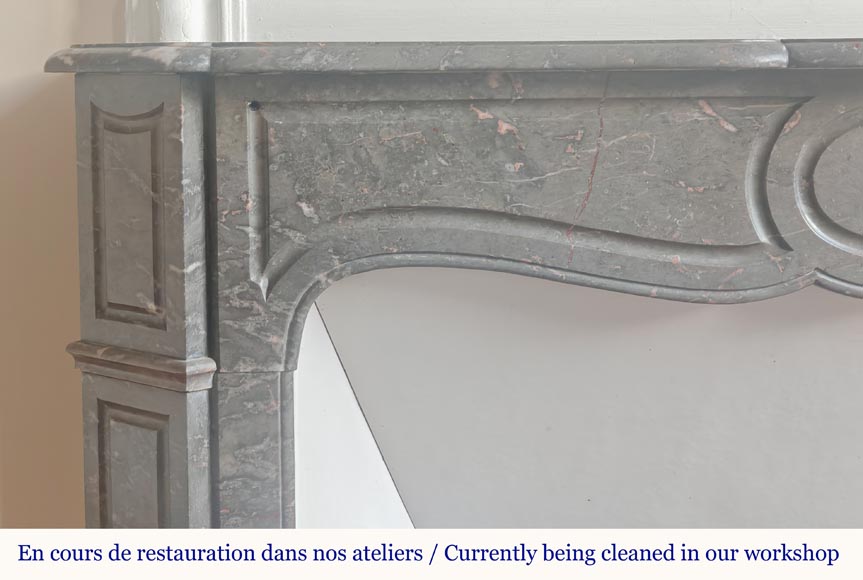 Louis XV style pompadour mantel carved in Bois Jourdan marble-3