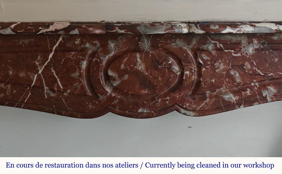 Louis XV style Pompadour mantel in Rouge du Nord marble-1