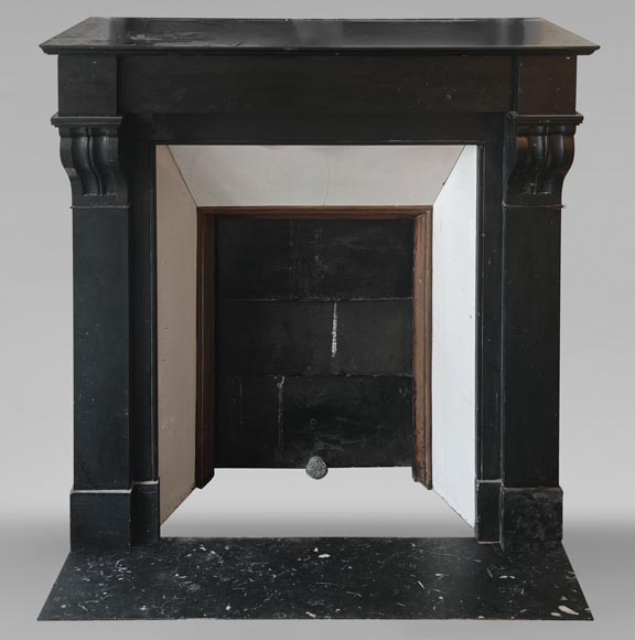 Napoleon III style mantel with modillion carved in black marble-0